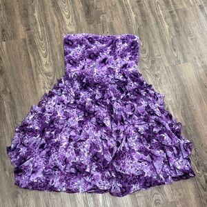White House Black Market Purple Floral Strapless Dress